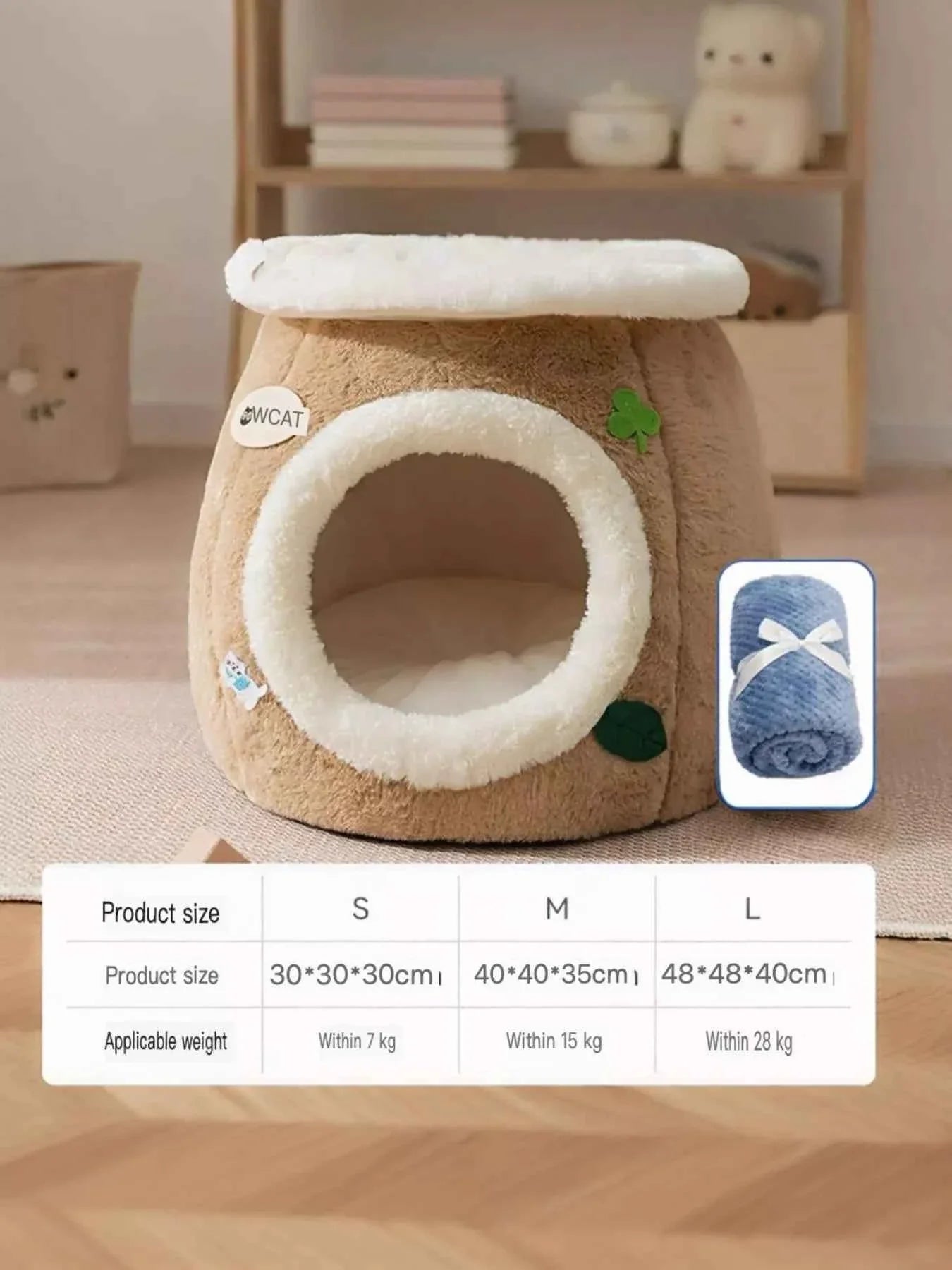 Pet Bed Tree Stump Shaped - Cozy Semi-Enclosed Cave