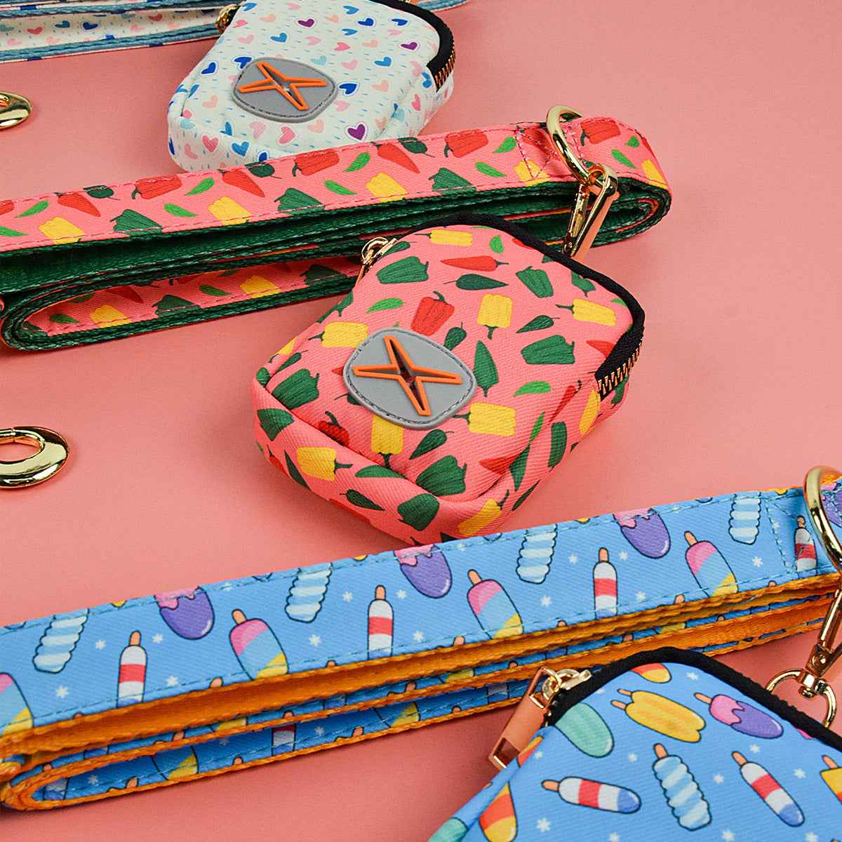 Dog Leash with Poop Bag Holder - Matching Set