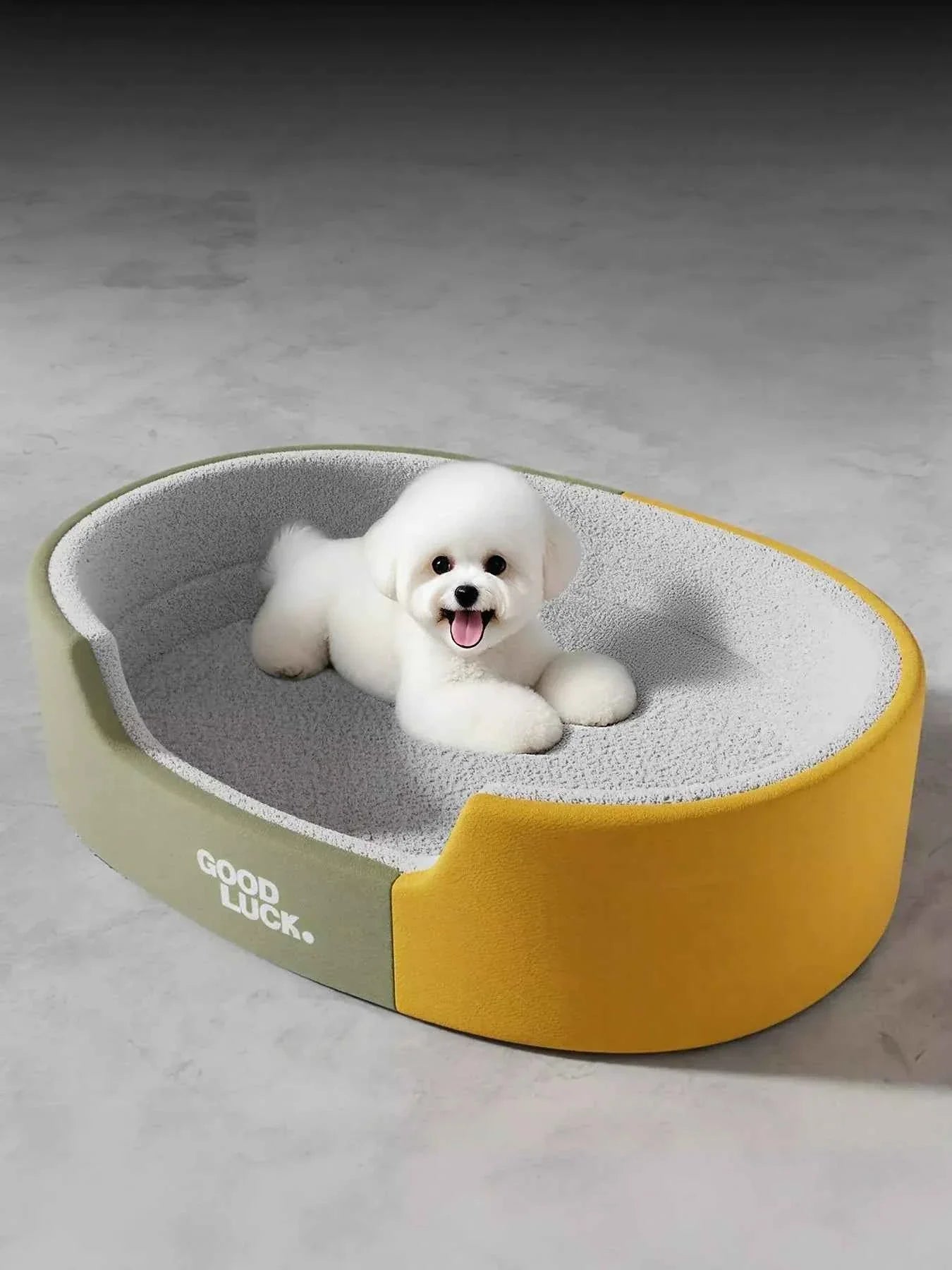 Plush Pet Nest - Two-Tone Thickened Oval Bed