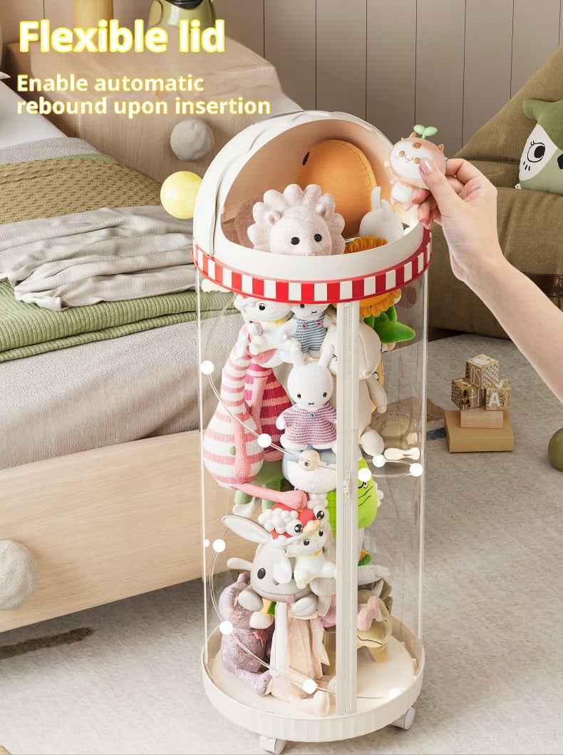 Pet Toy Storage Tower - Clear Cylinder Organizer with LED Lights