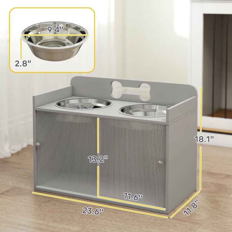 Elevated Dog Bowls - Modern Gray Design