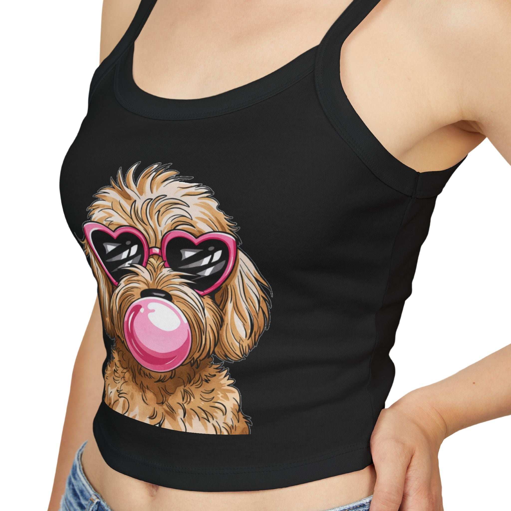 Cool Goldendoodle Blowing Bubble - Women's Spaghetti Strap Tank Top