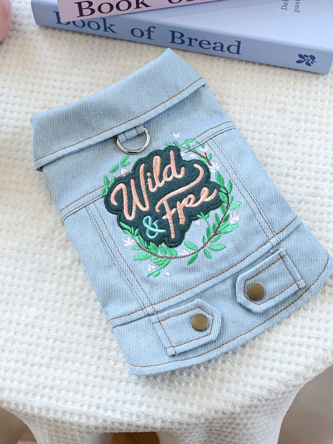 Dog Denim Jacket - Embroidered Boutique Style Apparel for Small Dogs