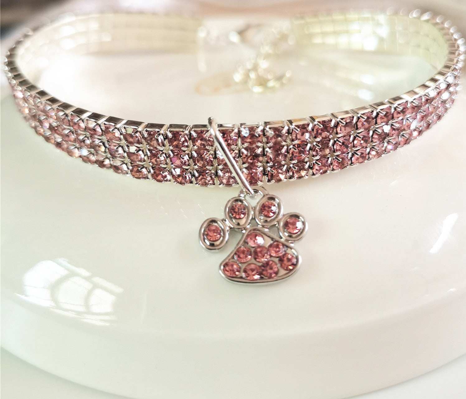 Pet Collar With Diamonds, Mixed-color Cat And Dog Supplies, Cat Claws, Elastic Cat And Dog Necklace Jewelry