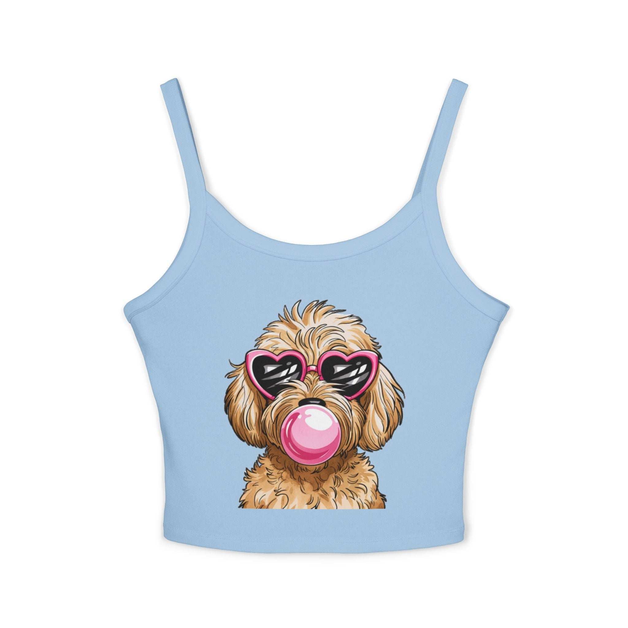 Cool Goldendoodle Blowing Bubble - Women's Spaghetti Strap Tank Top