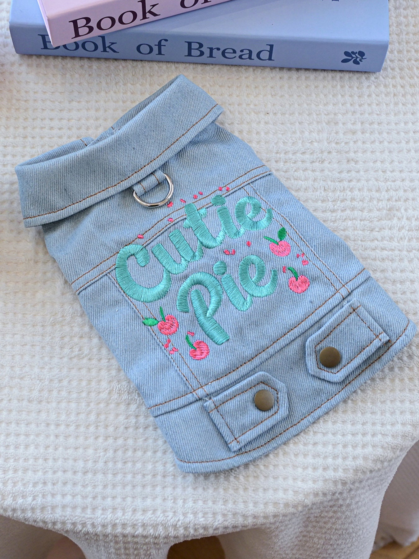 Dog Denim Jacket - Embroidered Boutique Style Apparel for Small Dogs
