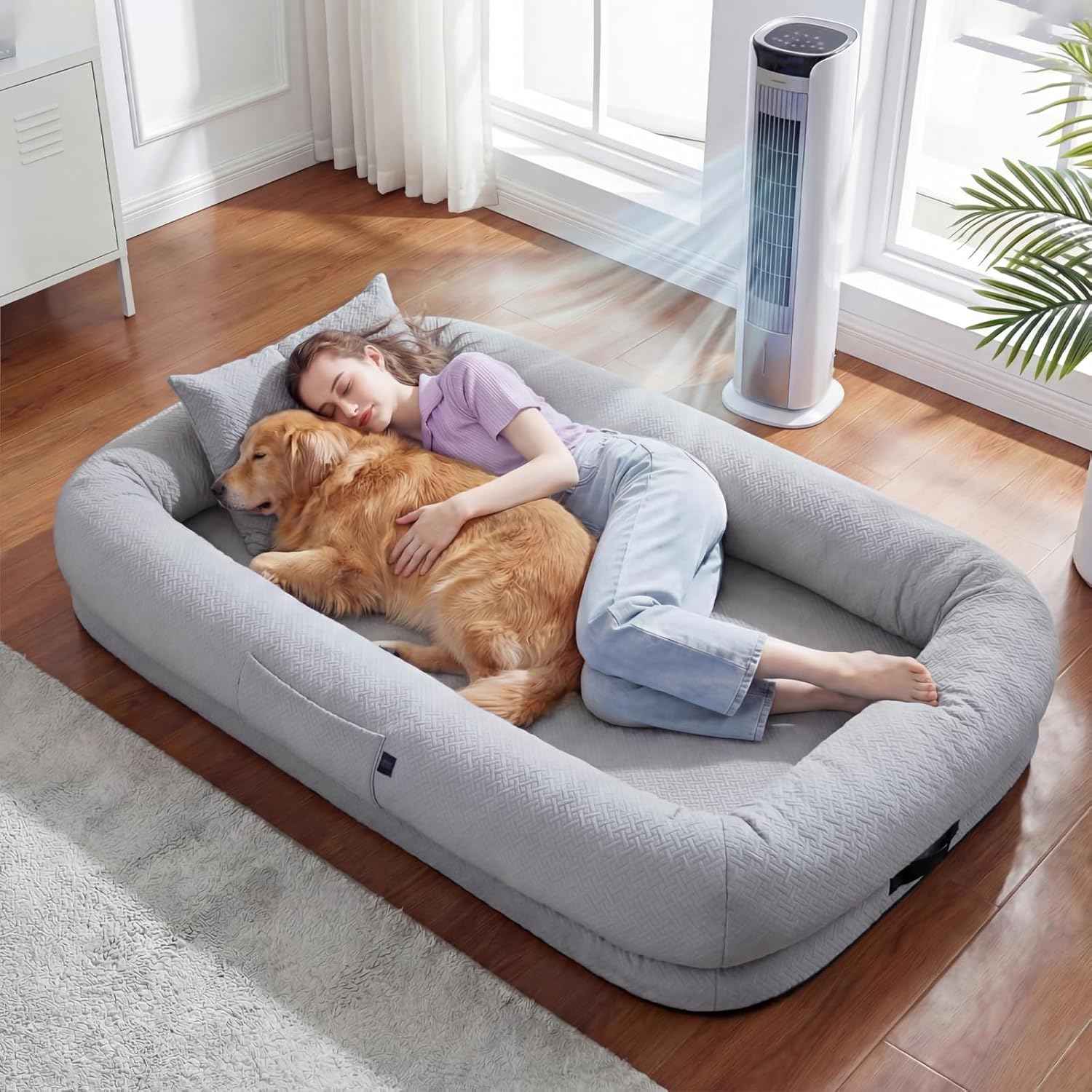Cooling Human Dog Bed For Adults & Pets - Breathable Floor Lounger