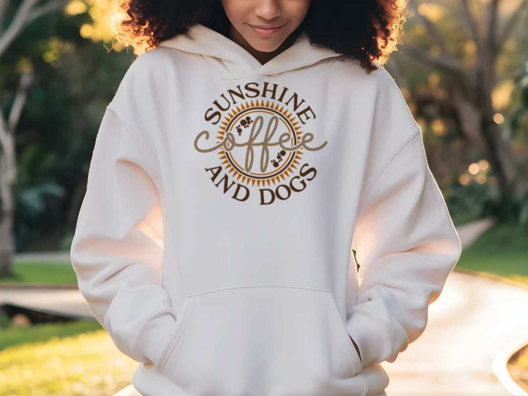 Sun Coffee Dog Hoodie Sweatshirt - Dog Lover Coffee Culture