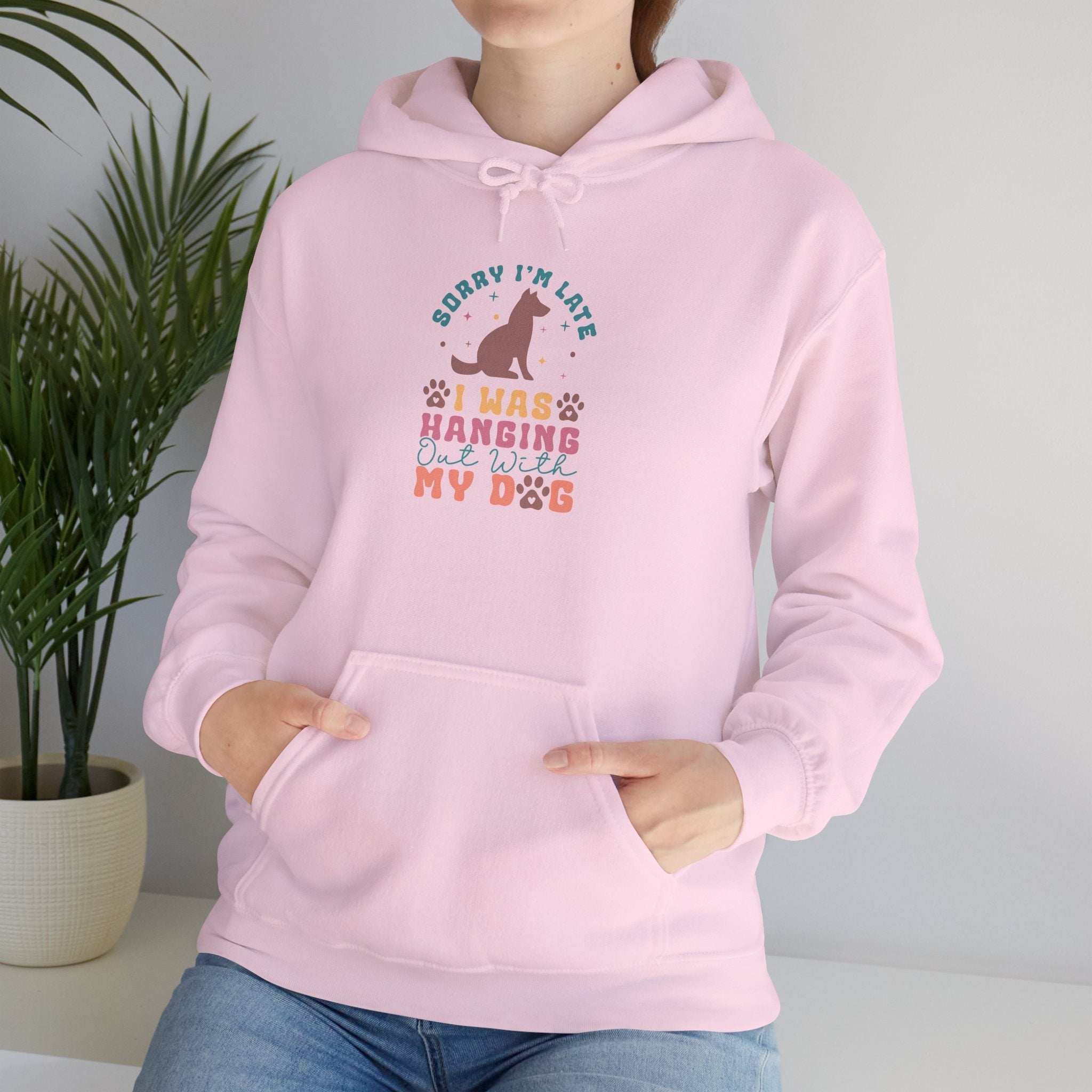 Funny Dog Lover Sweatshirt - "Sorry I'm Late, I Was Hanging Out With My Dog" - Unisex Heavy Blend™ Hoodie
