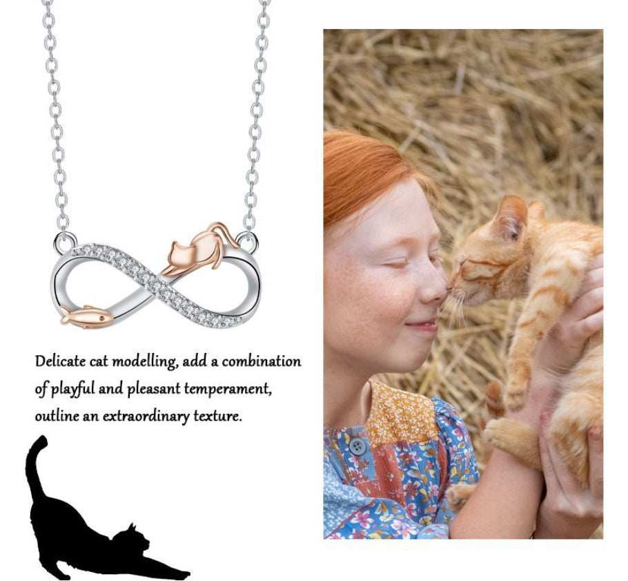 Special-interest Design Infinite Symbol Pendant Cat Necklace Gift