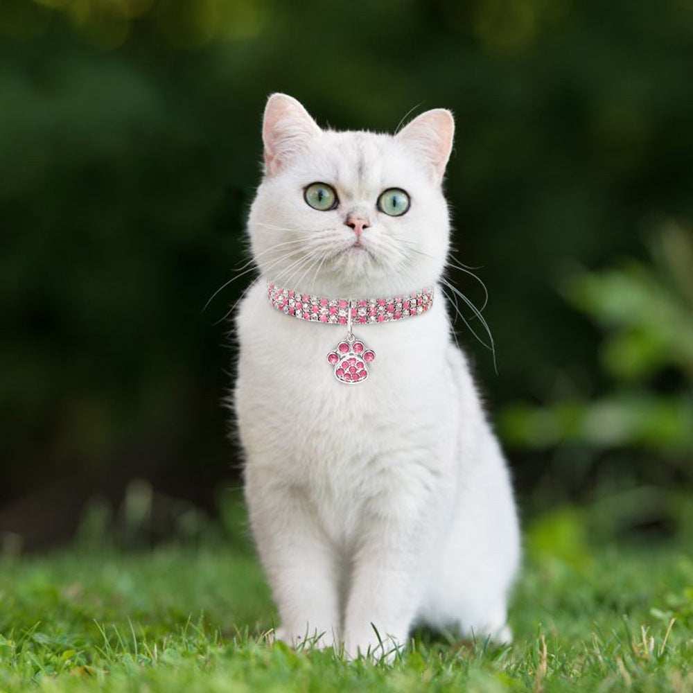 Pet Collar With Diamonds, Mixed-color Cat And Dog Supplies, Cat Claws, Elastic Cat And Dog Necklace Jewelry