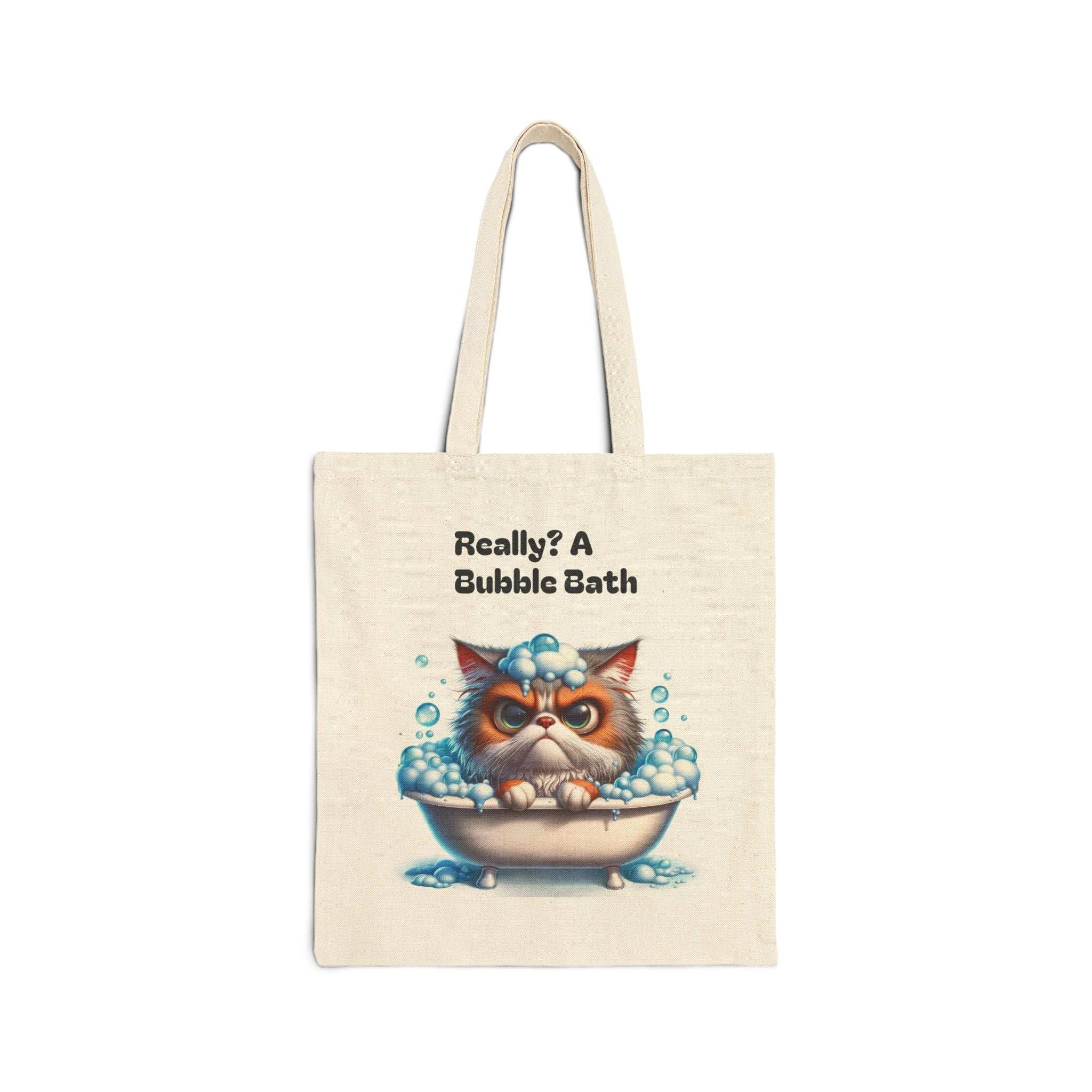 Funny Cat Bubble Bath - Cotton Canvas Tote Bag
