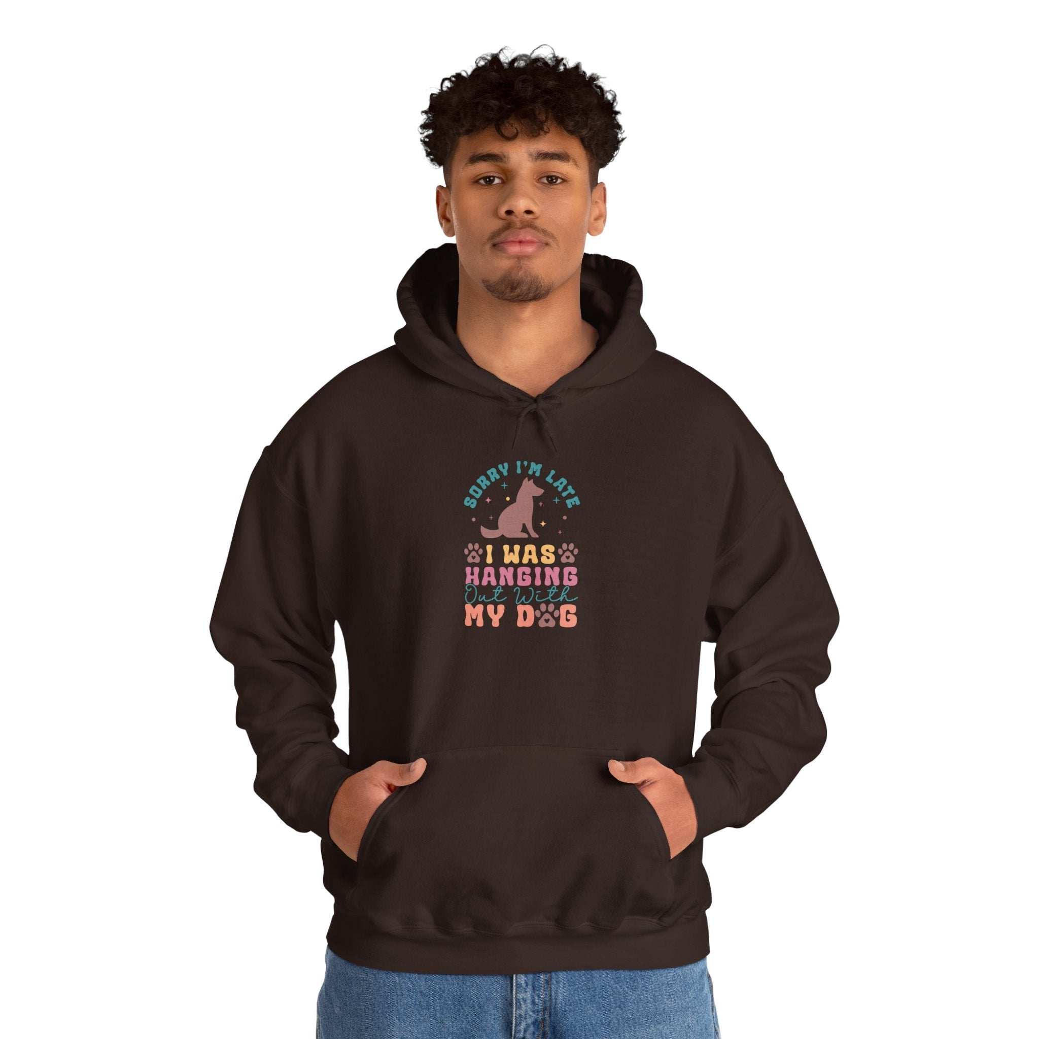 Funny Dog Lover Sweatshirt - "Sorry I'm Late, I Was Hanging Out With My Dog" - Unisex Heavy Blend™ Hoodie