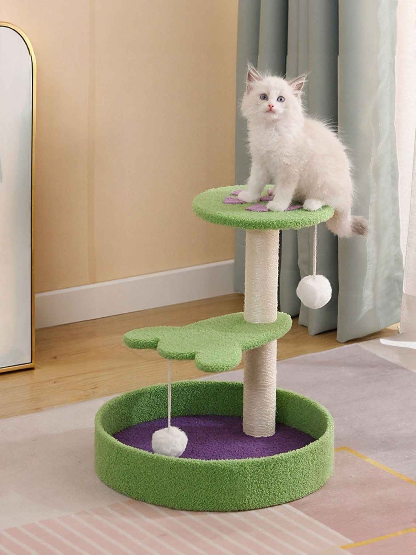 Cat Scratching Post with Bed - Sisal Tower and Toy