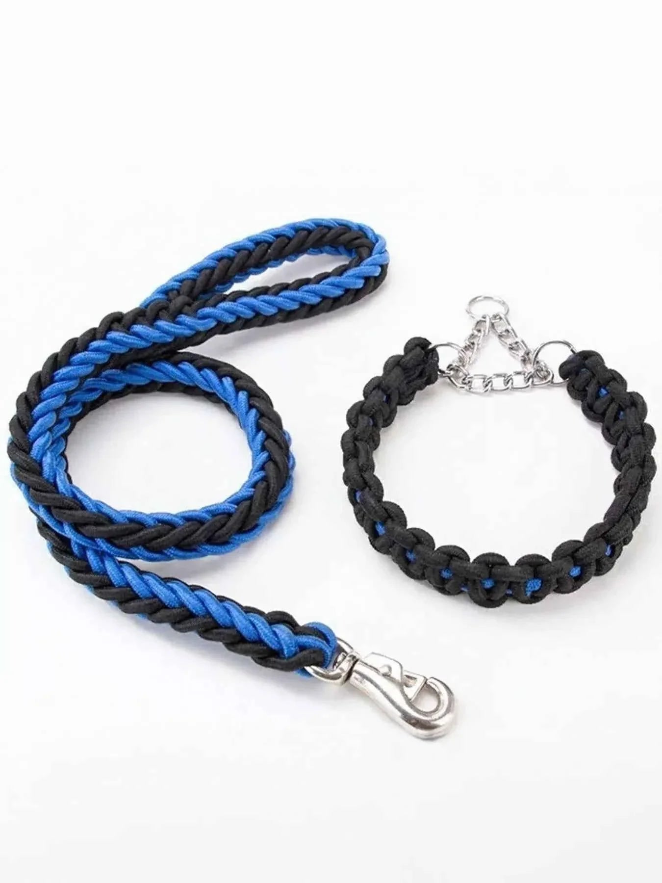 Dog Braided Rope Leash Set - Metal Clasp 4 Colors 3 Sizes