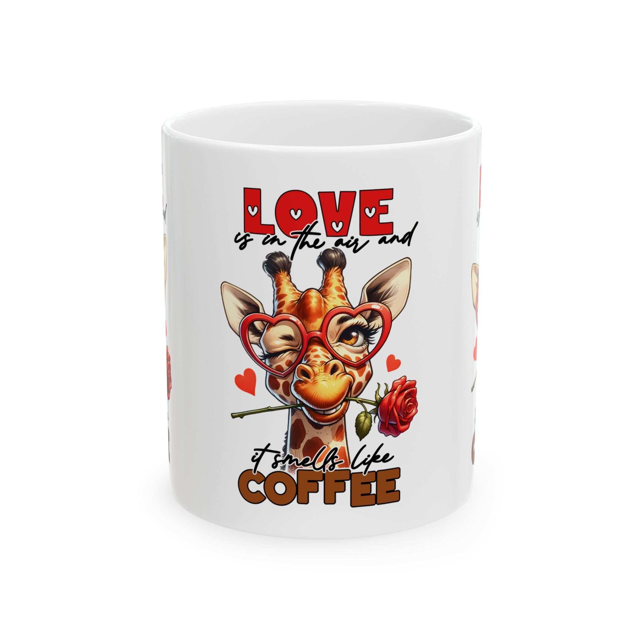 Love & Coffee Ceramic Mug - Cute Giraffe Design, 11oz/15oz