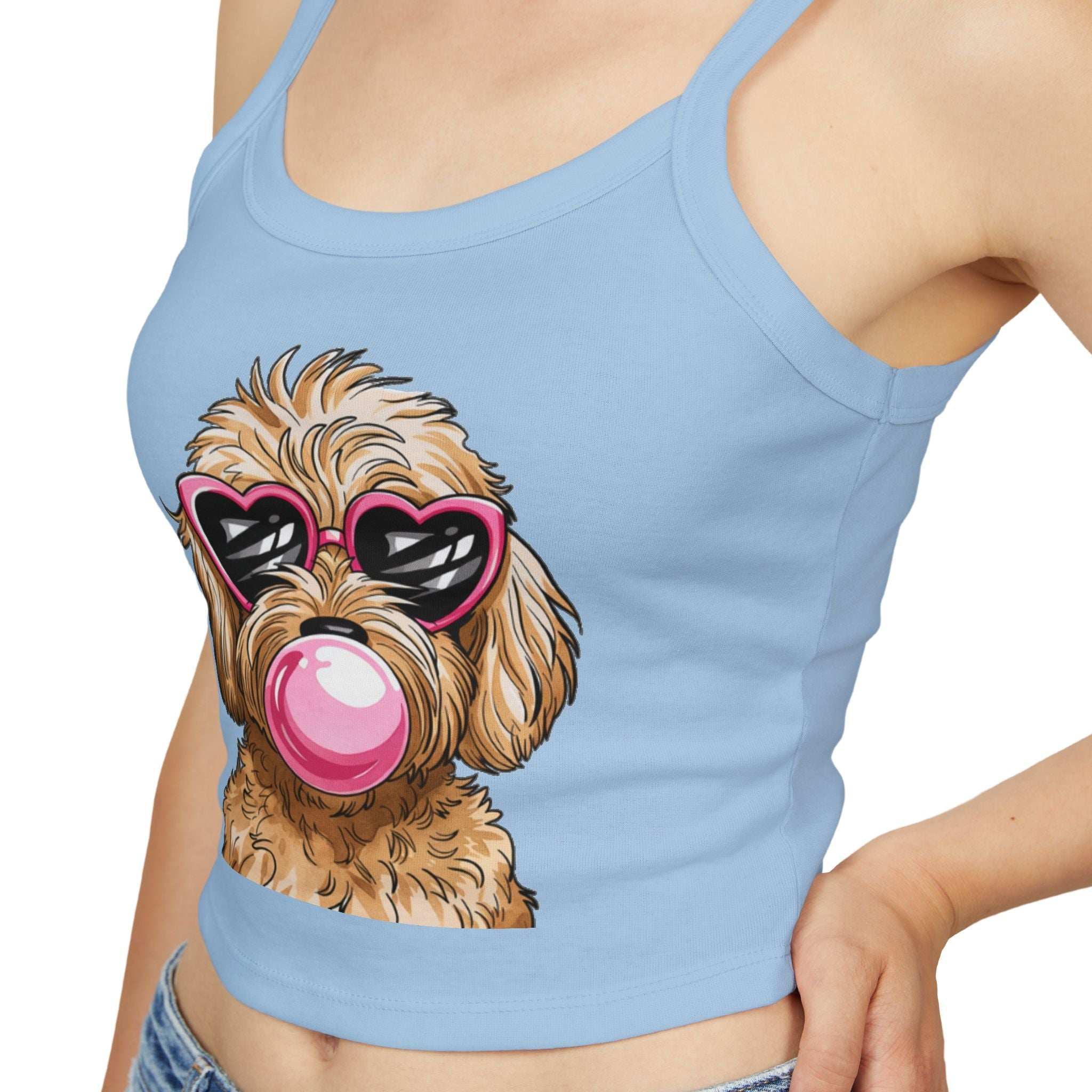 Cool Goldendoodle Blowing Bubble - Women's Spaghetti Strap Tank Top