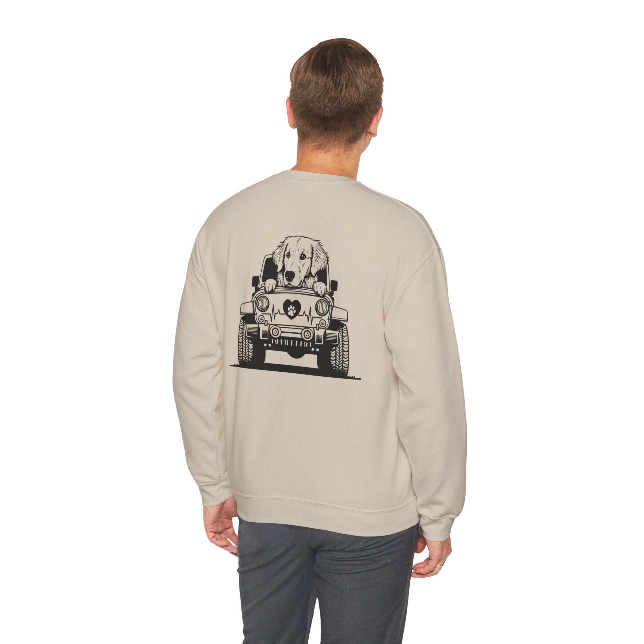 Golden Retriever Jeep Sweatshirt - Dog Lover's Heavy Blend
