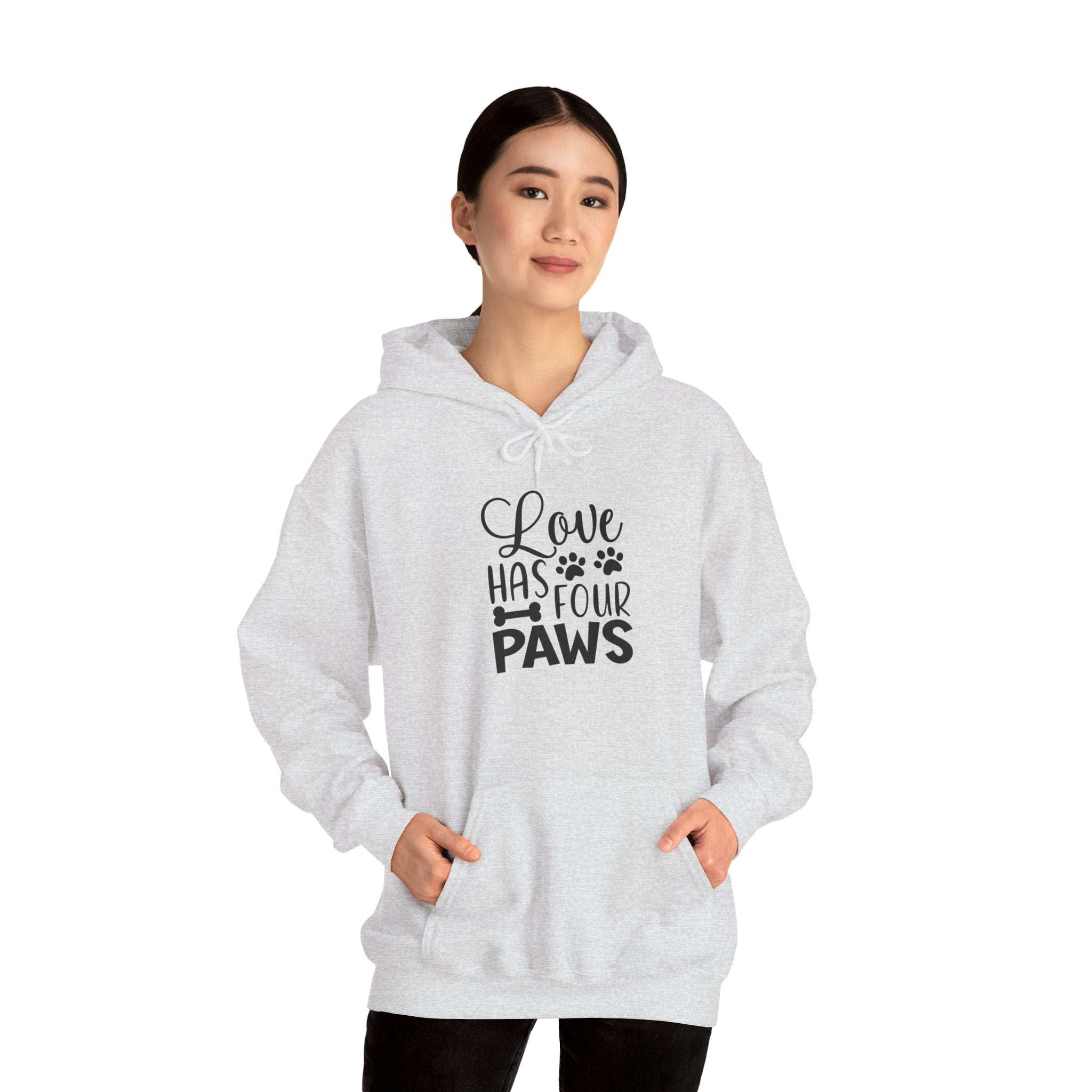 Love Has Four Paws Hoodie – Cozy Unisex Sweatshirt for Pet Lovers