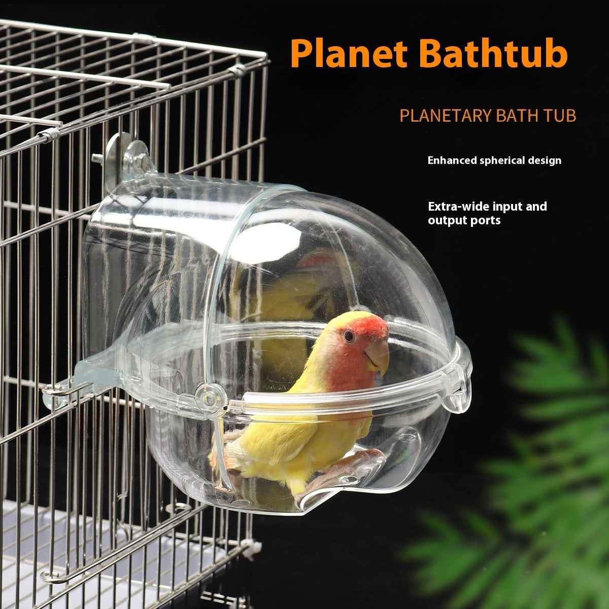 Bird Bath Tub Transparent - Plug-in Parrot Bathing Bowl Cage Accessory