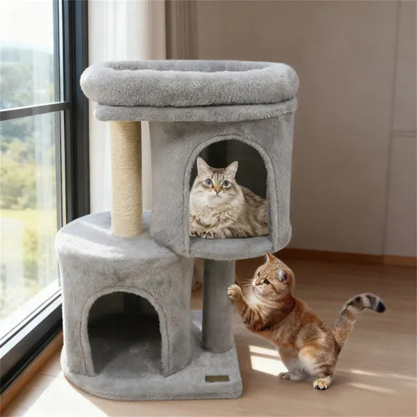 Compact Cat Tree - 2 Condos & Sisal Scratching Posts