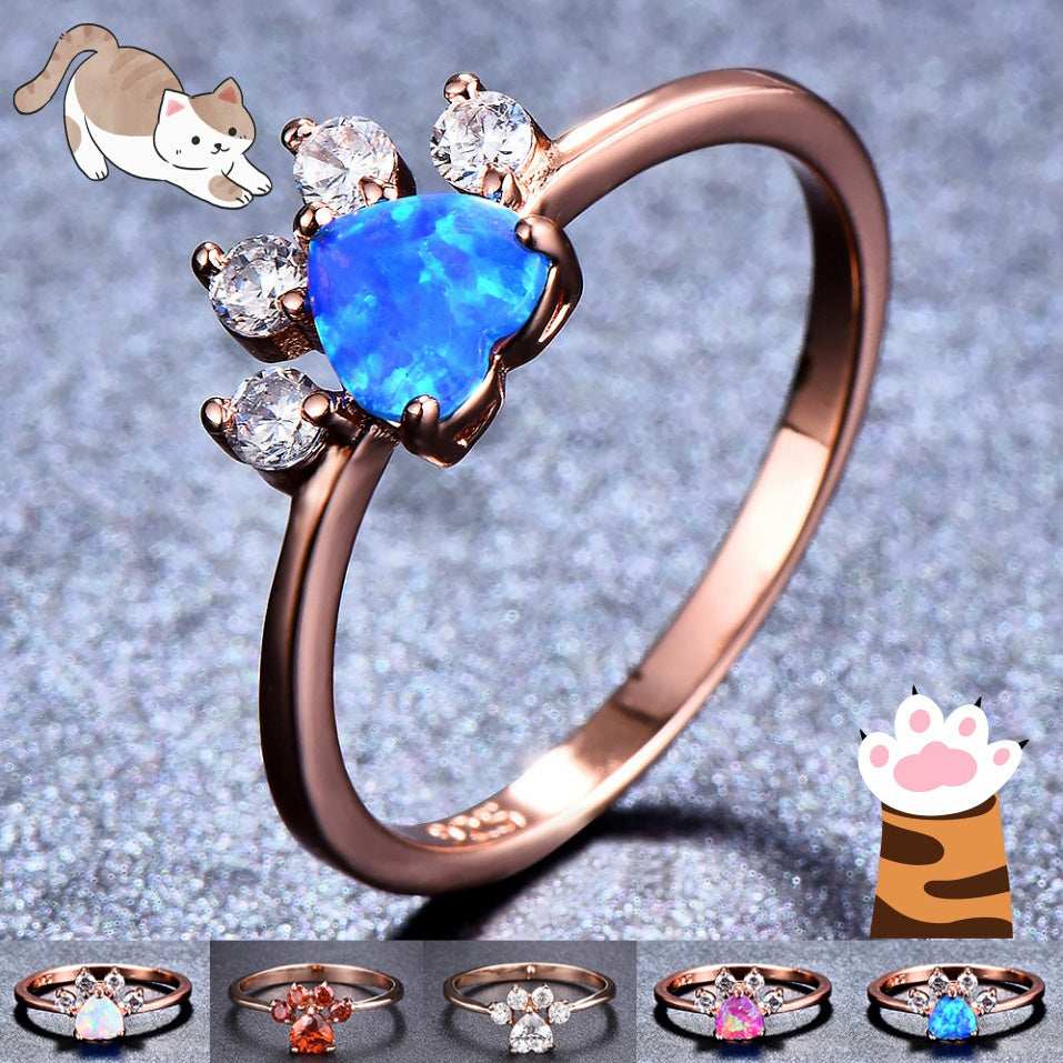 Cute Rhinestone Cat-claw Shaped Fashion Personality Ring - Women's Jewelry