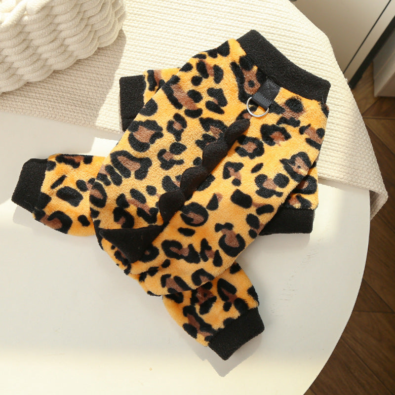 Dino Roar Fleece - Leopard Print Dog Hoodie