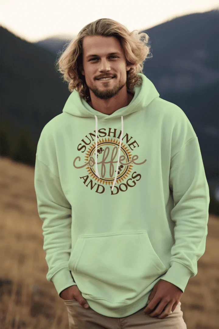 Sun Coffee Dog Hoodie Sweatshirt - Dog Lover Coffee Culture