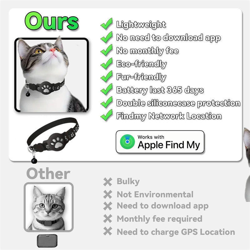 Paw Prints Tracker - Cat Collar with AirTag Holder