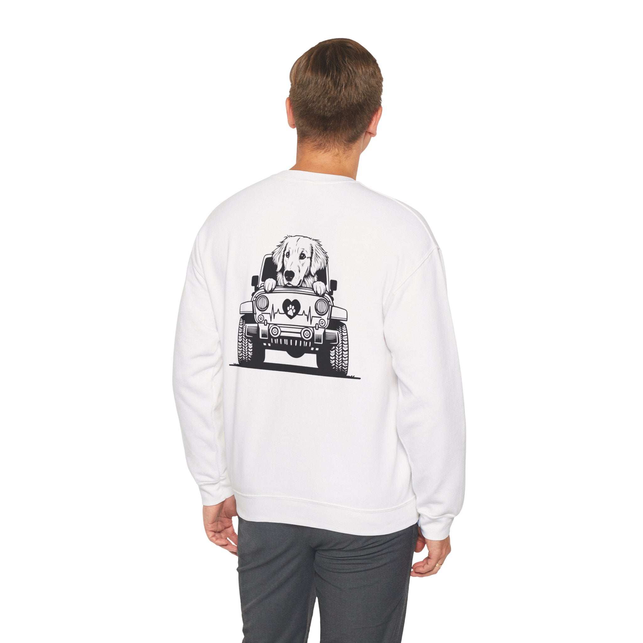 Golden Retriever Jeep Sweatshirt - Dog Lover's Heavy Blend