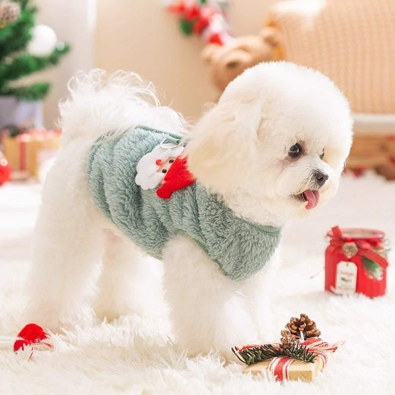 Festive Dog Coat - Warm Fleece Winter Jacket