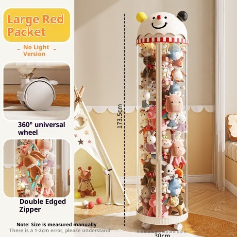Pet Toy Storage Tower - Clear Cylinder Organizer with LED Lights