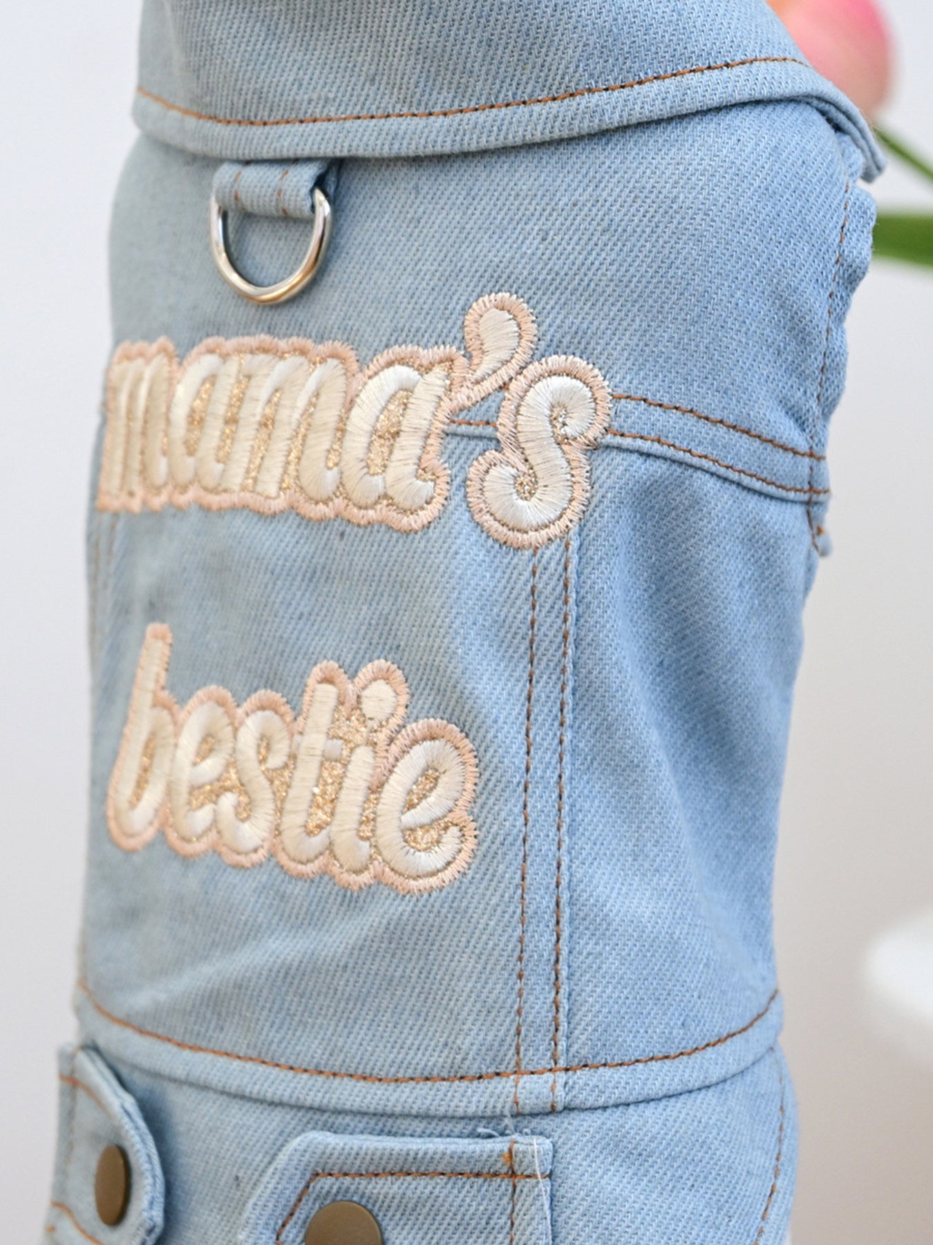 Dog Denim Jacket - Embroidered Boutique Style Apparel for Small Dogs