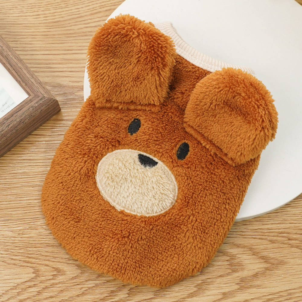 Bear Ears Fleece Coat - Warm Winter Pet Outfit