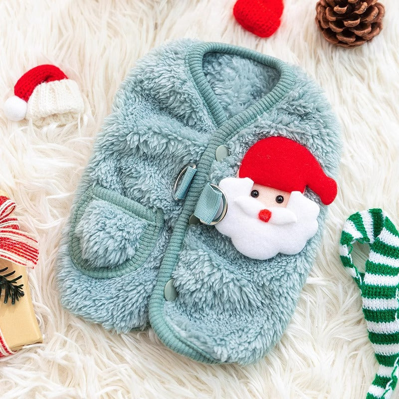 Festive Dog Coat - Warm Fleece Winter Jacket