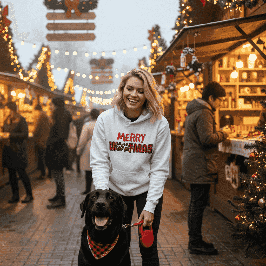 Plaid Woofmas Hoodie - Festive Christmas Dog Lover Gift