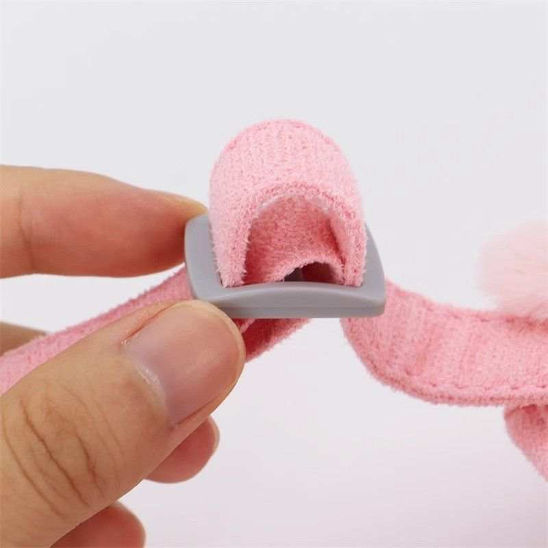 Warm Fur Collar Soft Padded Small Girl Pet Harness and Leash Set with Bow Tie