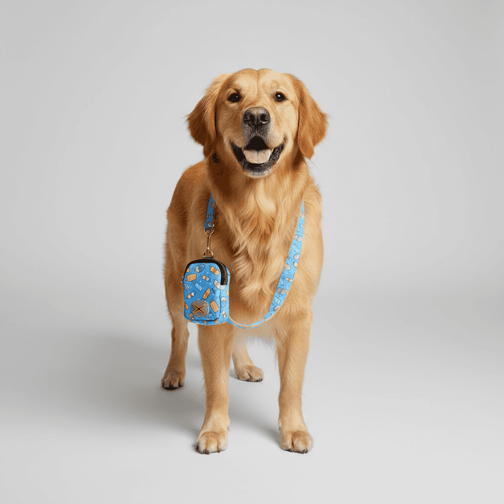 Dog Leash with Poop Bag Holder - Matching Set