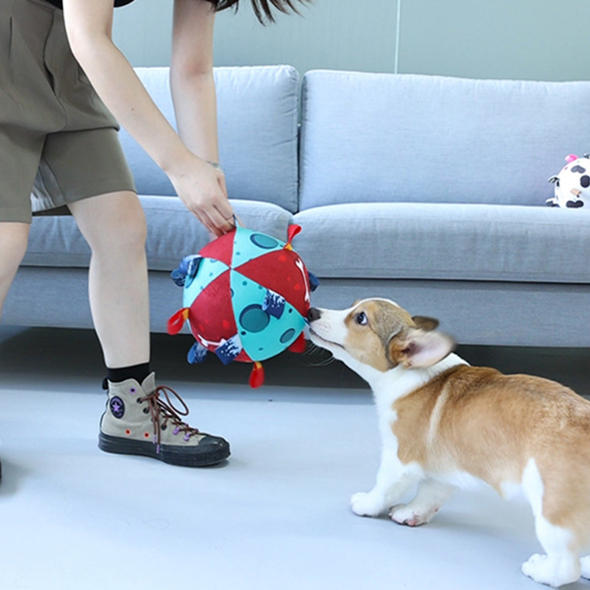 Dog Soccer Ball - Interactive Tug Toy with Straps