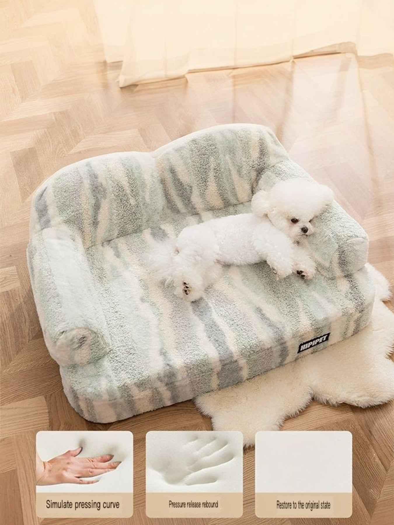 Pet Plush Bolster Bed Semi-Enclosed - Cozy Nest for Cats and Dogs