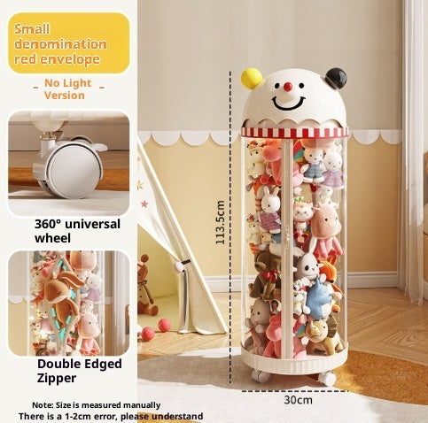 Pet Toy Storage Tower - Clear Cylinder Organizer with LED Lights