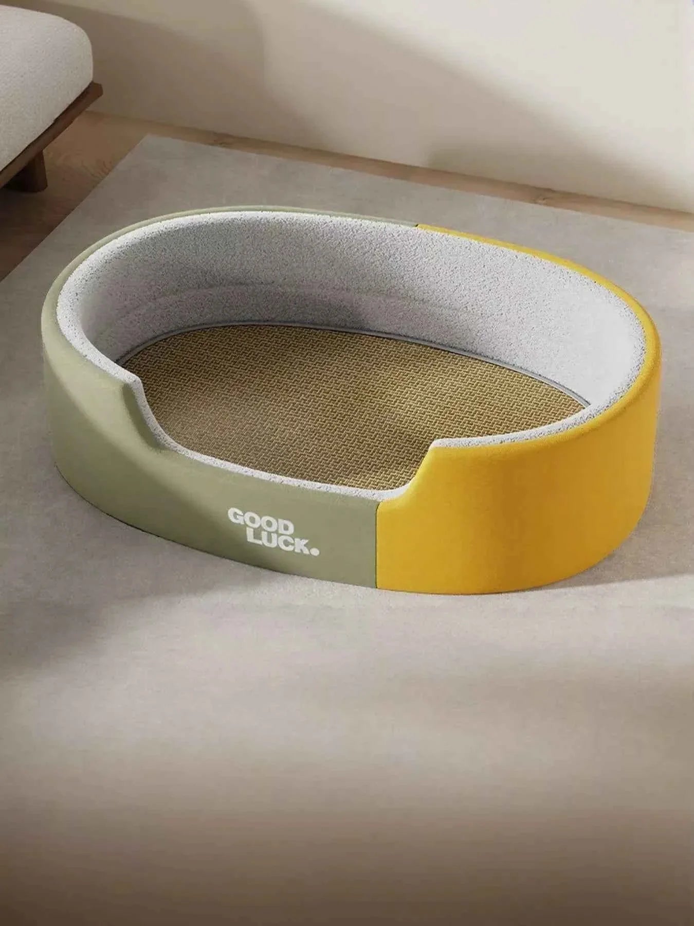 Plush Pet Nest - Two-Tone Thickened Oval Bed