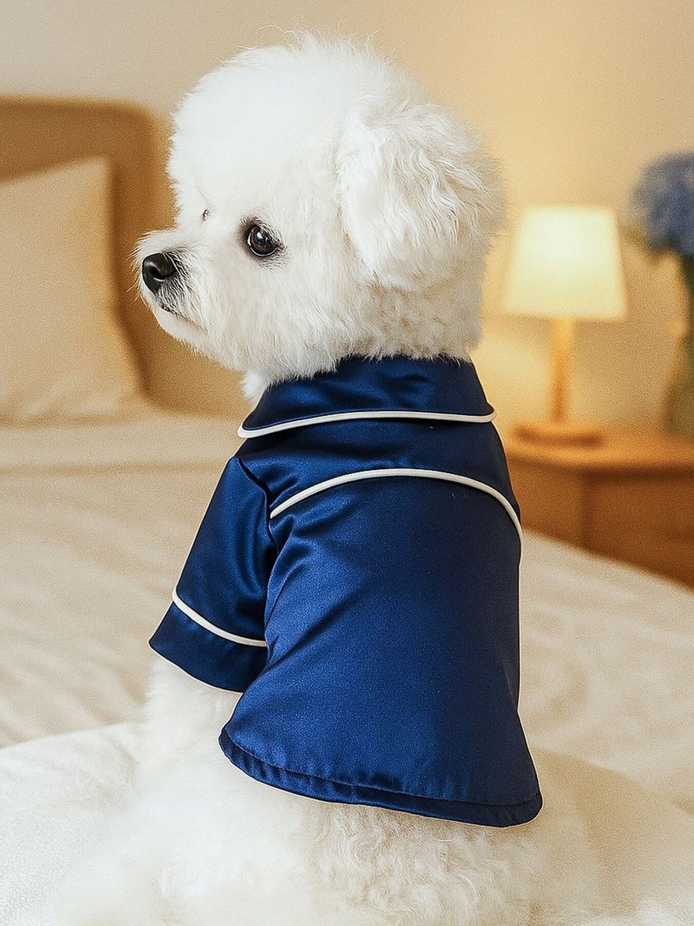 Satin Pet Pajamas with Contrast Piping