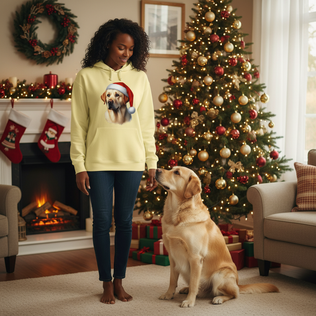 Golden Retriever Santa Hat - Comfort Colors Holiday Hoodie