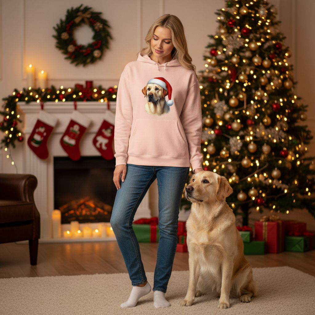 Golden Retriever Santa Hat - Comfort Colors Holiday Hoodie