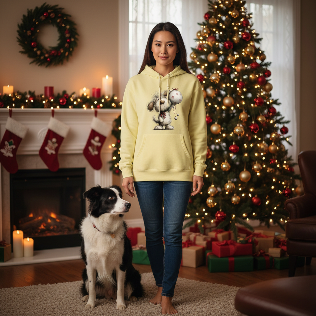 Whimsy Dog Ornament - Comfort Colors Holiday Sweatshirt