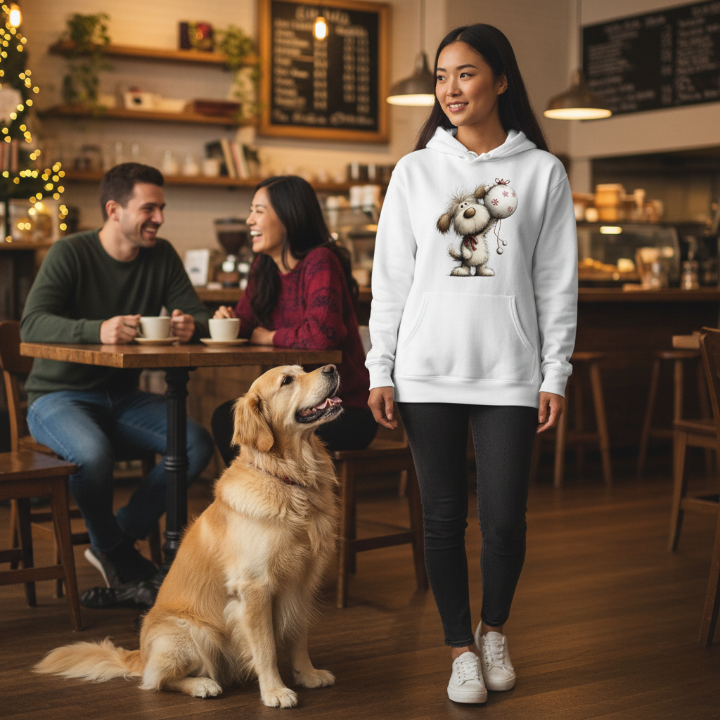 Whimsy Dog Ornament - Comfort Colors Holiday Sweatshirt
