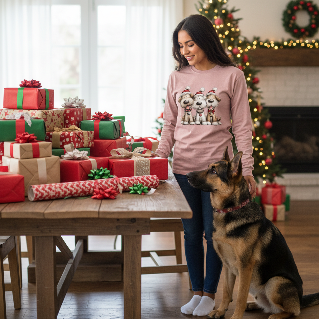 Comfort Colors Long Sleeve - Whimsy Holiday Pups Tee