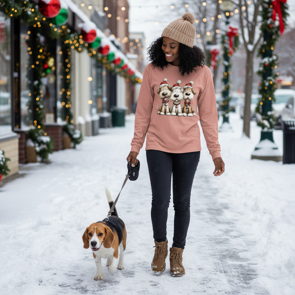 Comfort Colors Long Sleeve - Whimsy Holiday Pups Tee