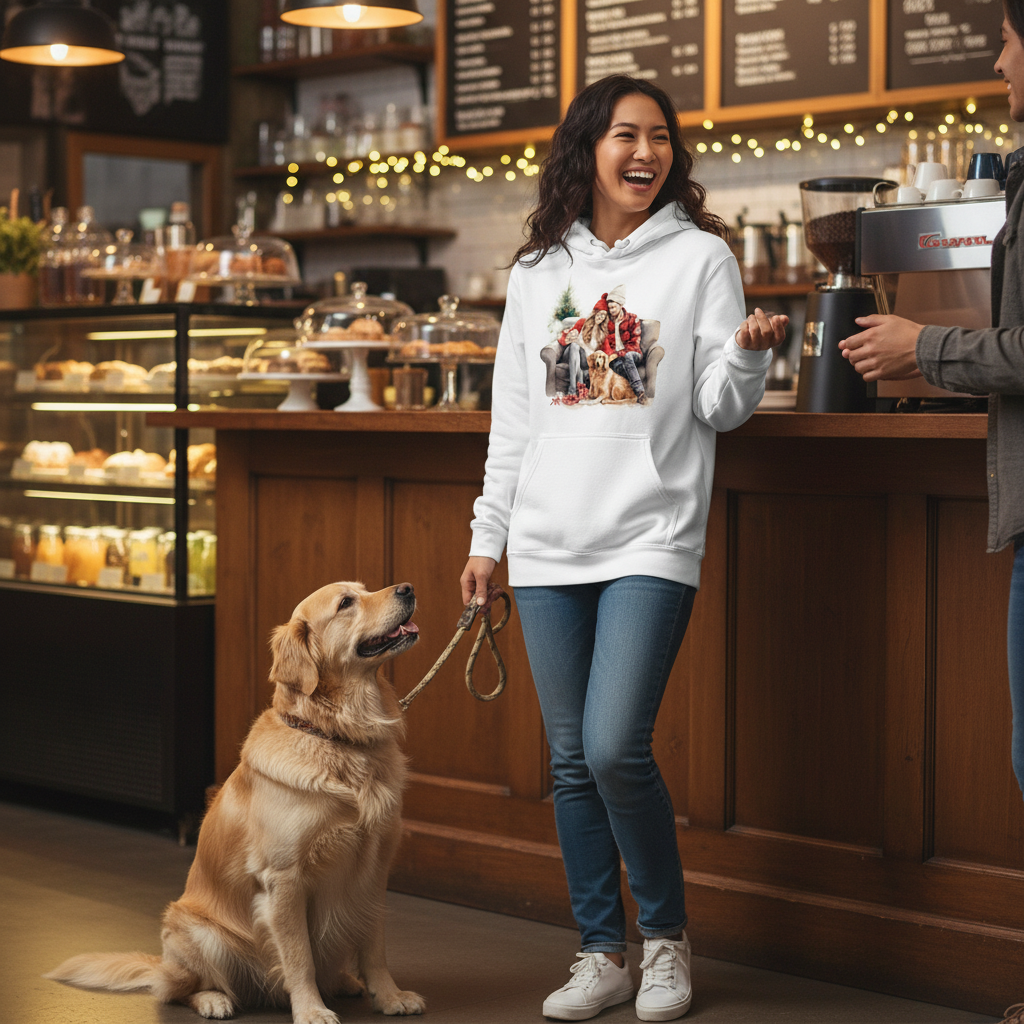 Golden Love Hoodie - Cozy Couple & Golden Retriever Sweatshirt